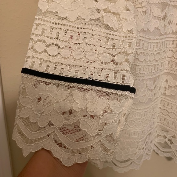 Talbots Cream Lace w/black velvet trim 1X - Picture 5 of 7